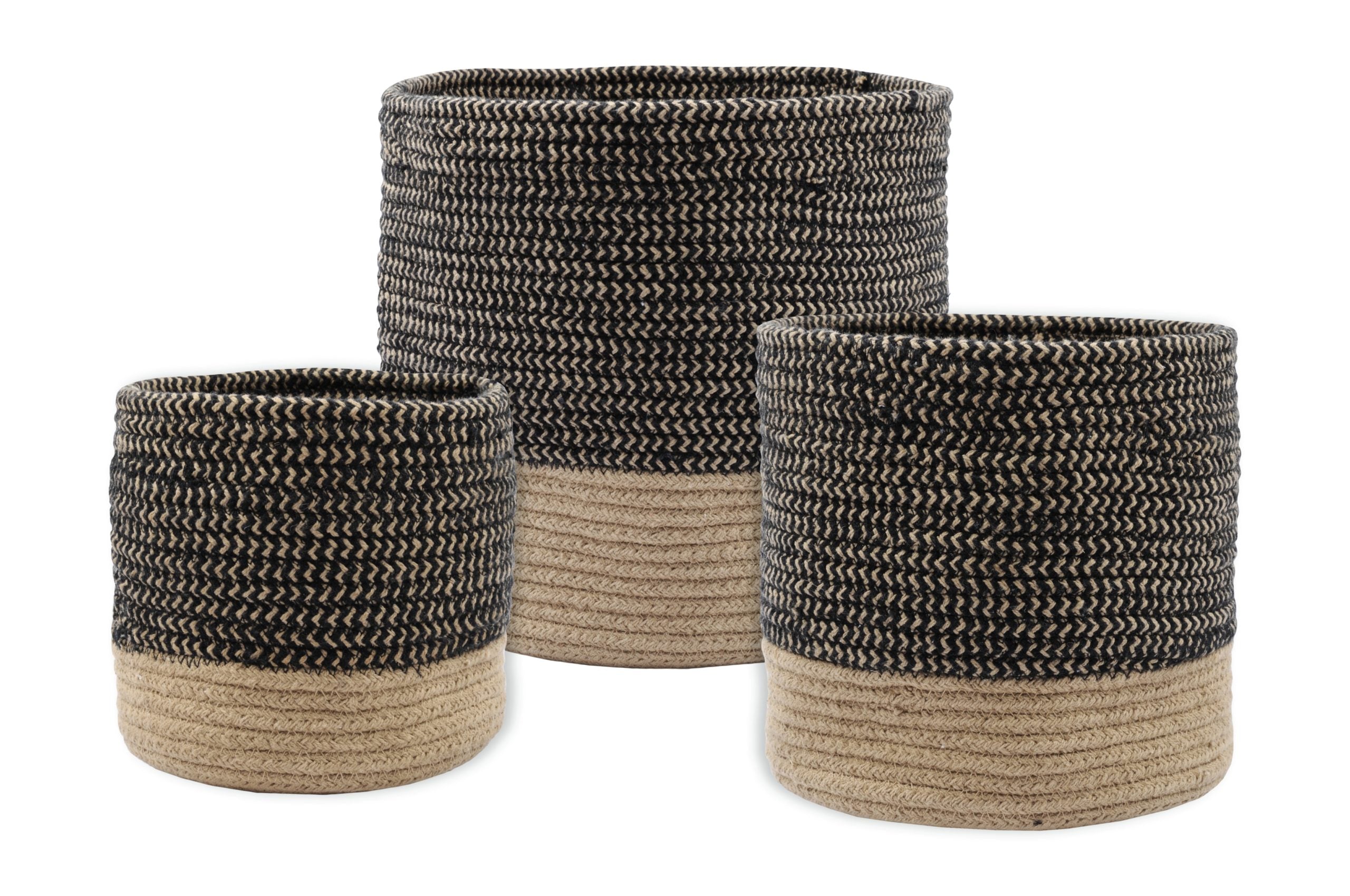 Set 3 Portavasi Juta Nero