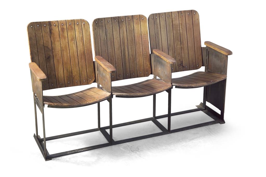 Panca Cinema 3 Posti Originali Legno
