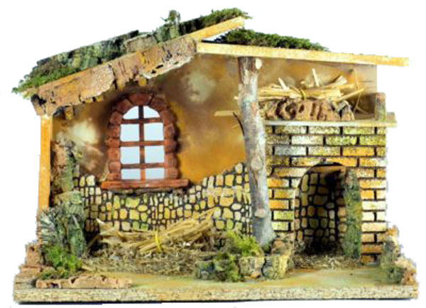 Stalla Per Presepe Con Luce ambientazione natalizia artigianale italiana con illuminazione integrata - DeMatteis.it