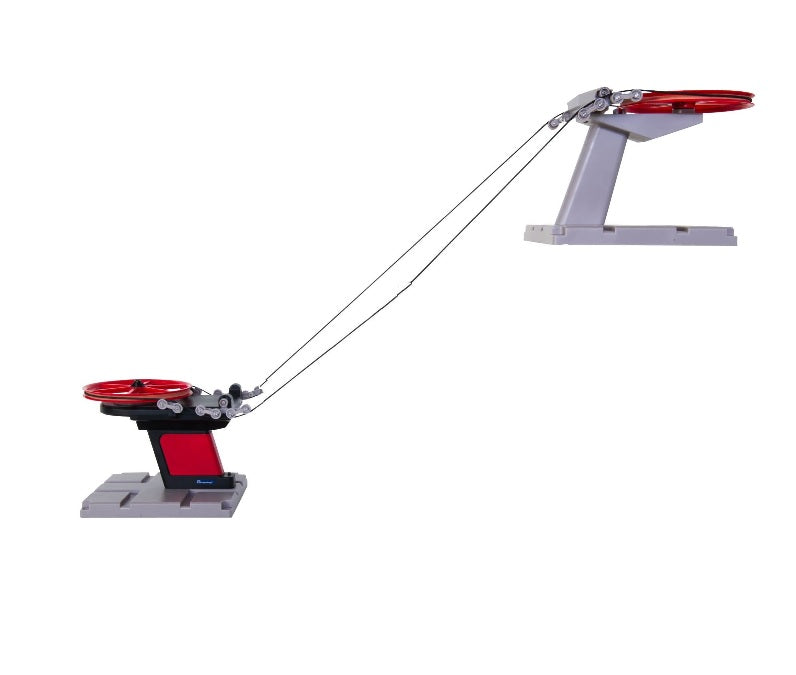 Seggiovia Jagerndorfer funzionante con stazioni rosse e grigie, skilift in miniatura per villaggio invernale, modello Myvillage completo di cavi. | Dematteis.it