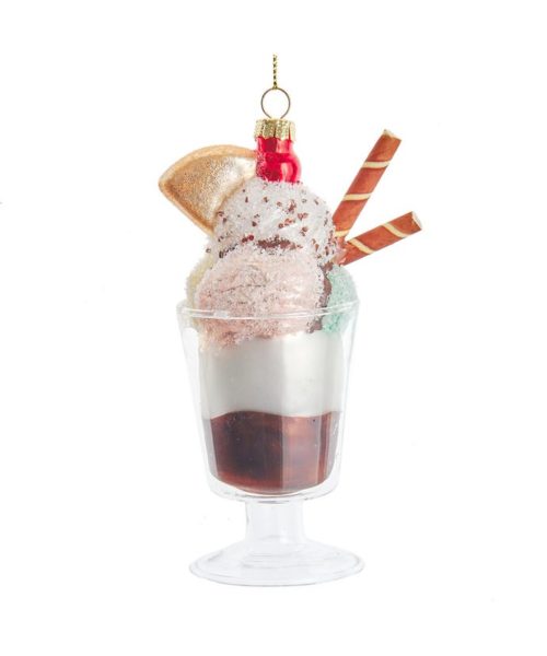 Coppa Gelato Pendente ornamento natalizio decorativo a forma di gelato con cialda e cannucce - DeMatteis.it