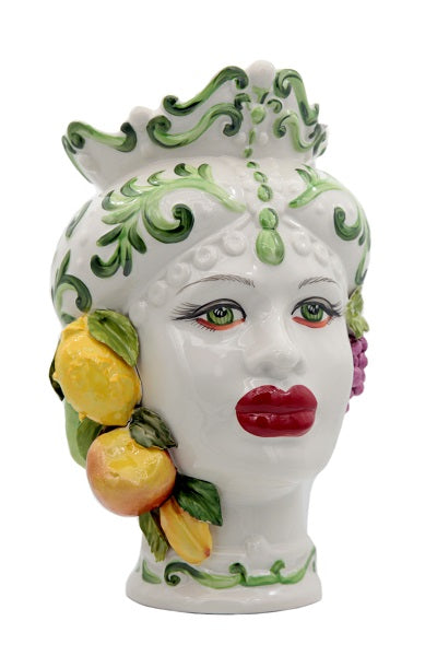 Testa Moro Donna 32 Cm Decoro Frutta