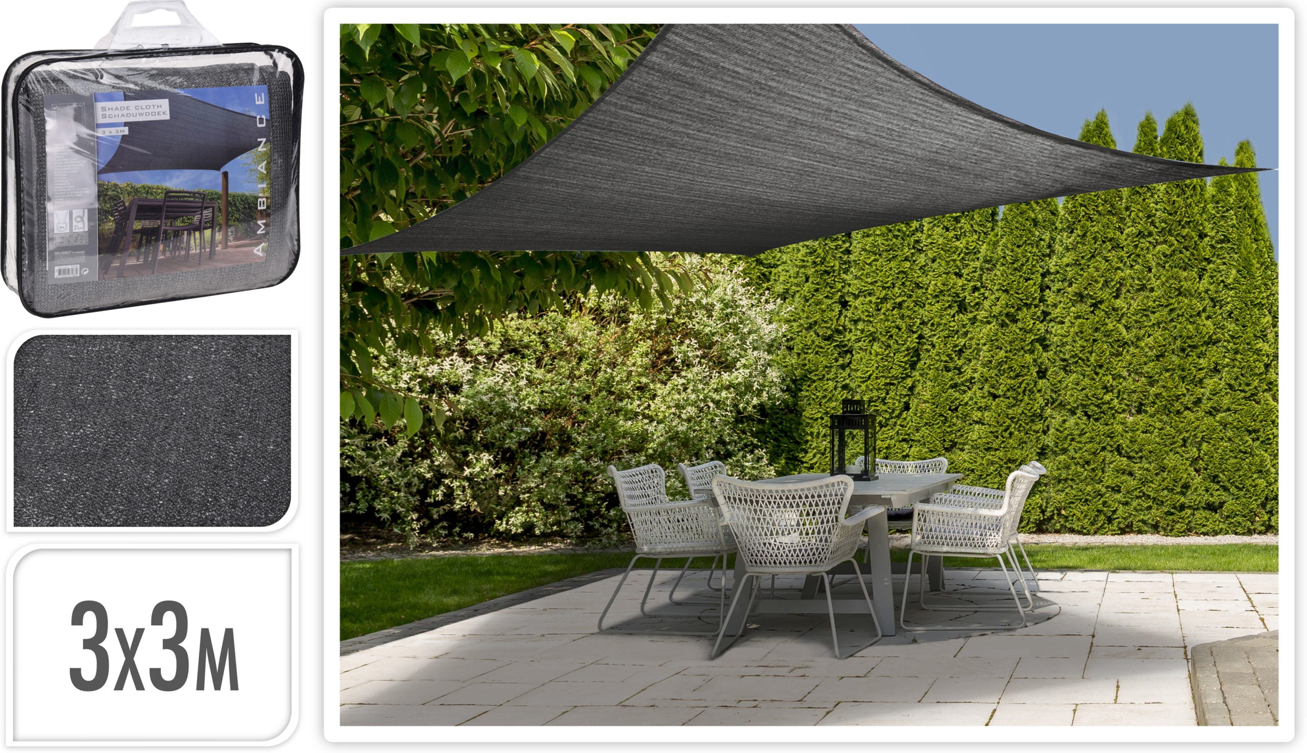 Telo Ombra 3X3 Mt Grigio