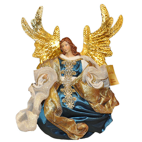 Angelo da appendere decorativo artigianale da 25 cm con testa e mani in porcellana realizzato a mano - DeMatteis.it