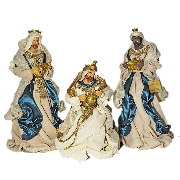 Re Magi Blu Set 3 cm 35 MAGI statuine artigianali in porcellana dipinta a mano per presepe tradizionale - DeMatteis.it