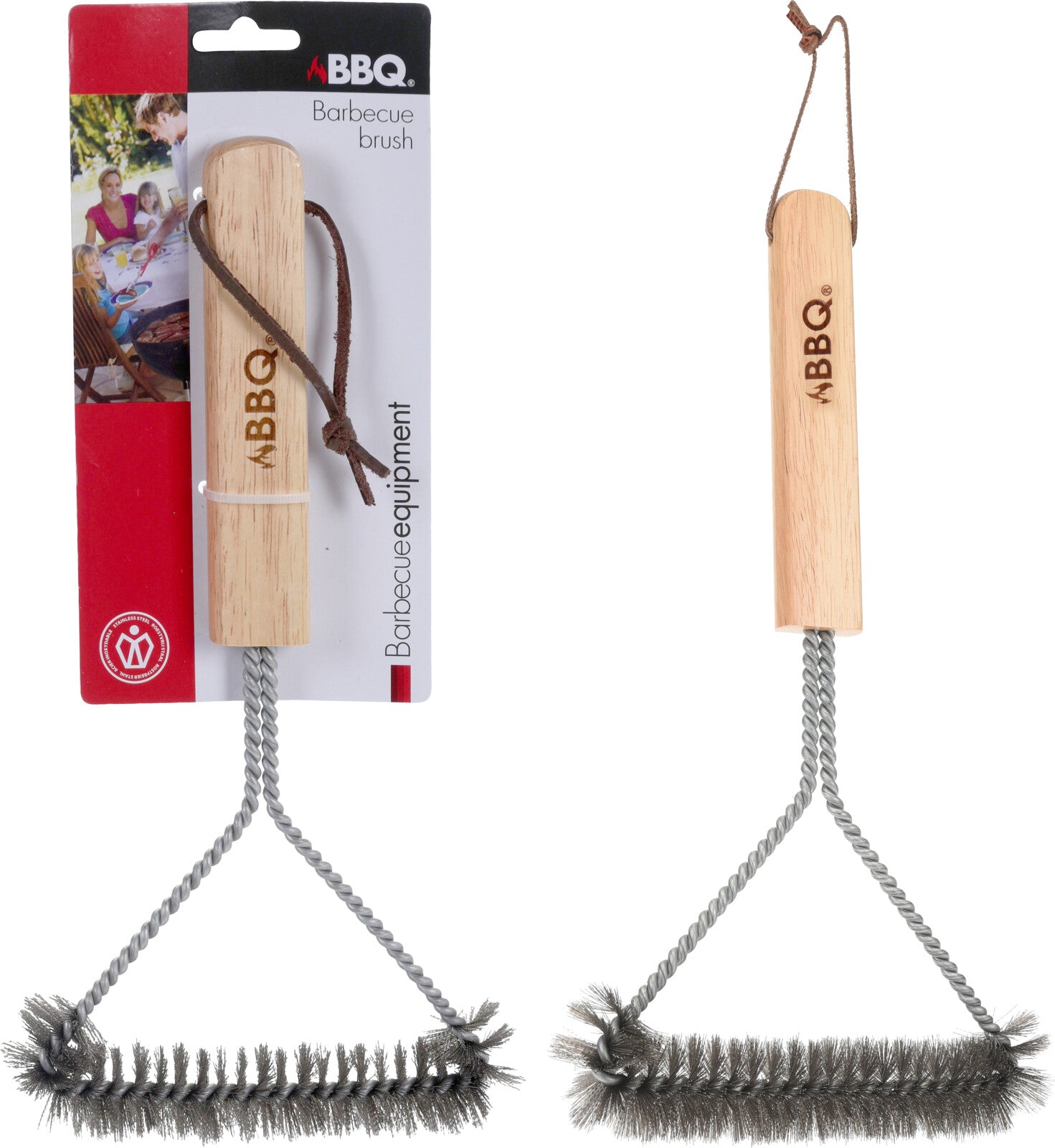Spazzola T Acciaio Per Barbecue Manico Legno 30 Cm
