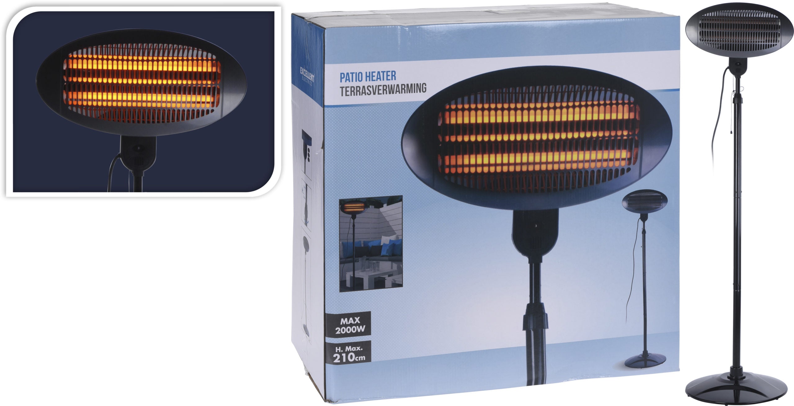 Stufa Esterno Con Piantana 2000 W