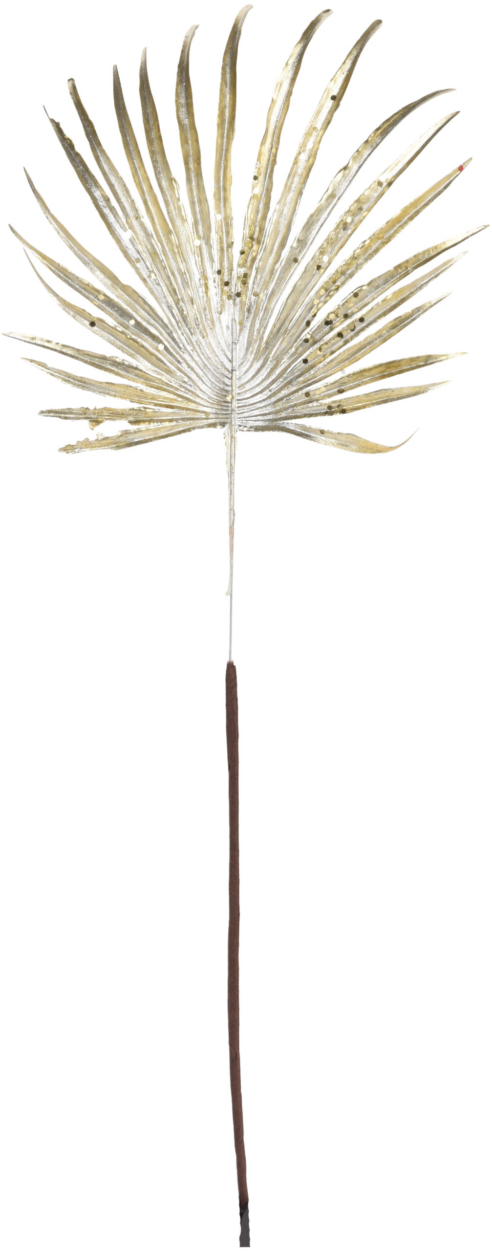 Ramo foglia palma con glitter bianco 56 cm per decorazione artificiale - DeMatteis.it