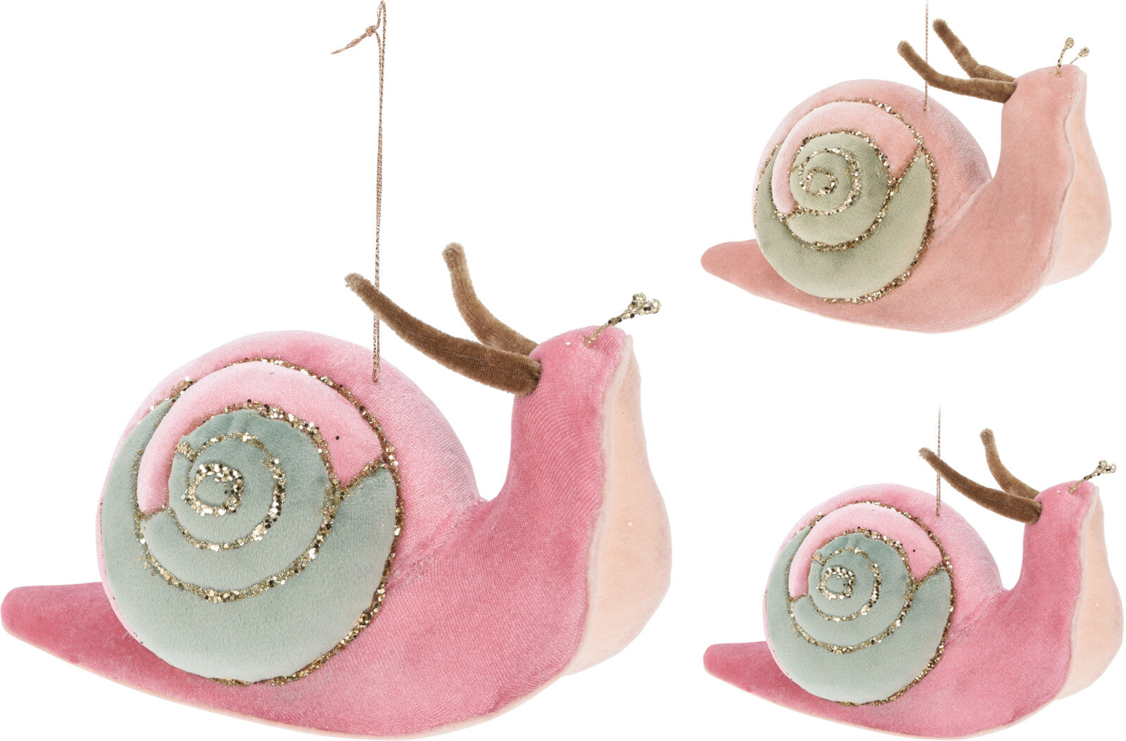 Lumaca da appendere decorativa con glitter, dimensione 19 cm, ornamento natalizio con cordino di sospensione - DeMatteis.it