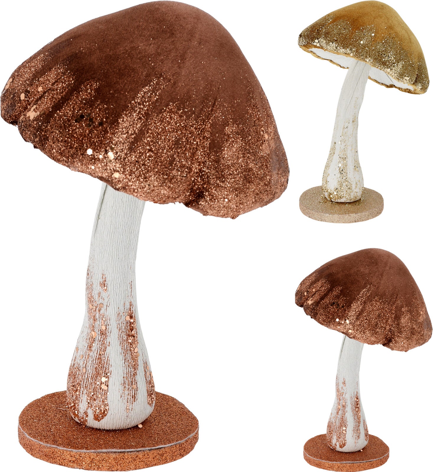 Fungo decorativo marrone con glitter da 26 cm per decorazione natalizia - DeMatteis.it