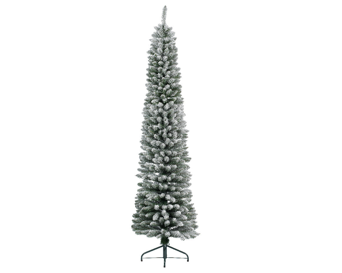Albero Pencil Pine Innevato 150 cm per decorazioni natalizie con base di supporto - DeMatteis.it