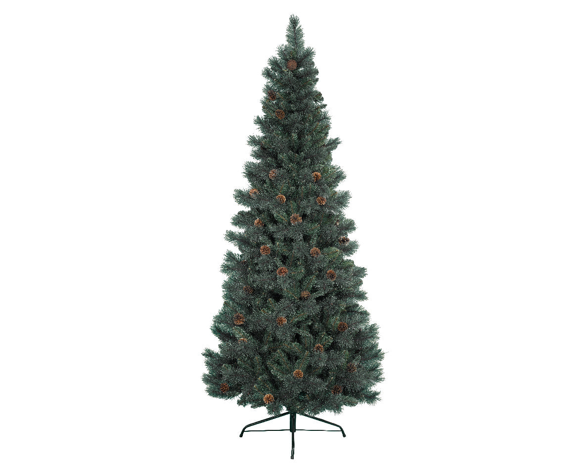 Albero Verde Norwich Pine 180 cm Everlands albero di Natale artificiale con pigne decorative e base metallica - DeMatteis.it