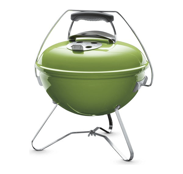 Barbecue Weber a carbone Smokey Joe verde con sistema Tuck-N-Carry per il trasporto, finitura in acciaio smaltato verde, griglia di cottura da 37 cm in acciaio cromato e valvola di aerazione per controllo ottimale del calore. | Dematteis.it