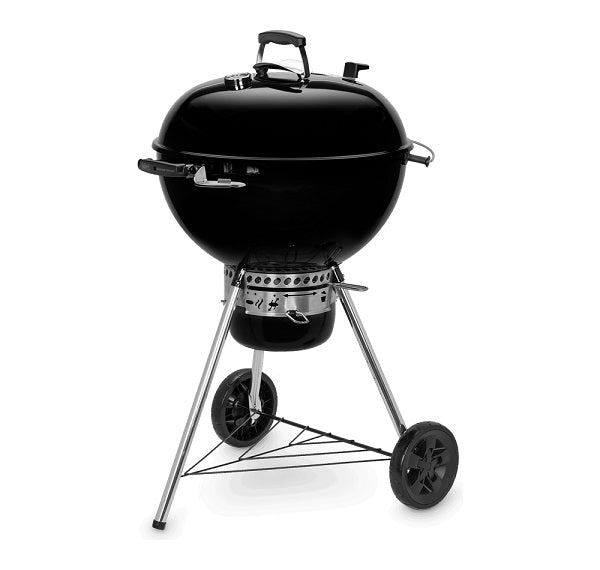Barbecue Weber Master Touch 57 nero con coperchio sferico in acciaio smaltato, griglia di cottura GBS incernierata, sistema One-Touch e ruote da 20 cm per una facile movimentazione in giardino. | Dematteis.it