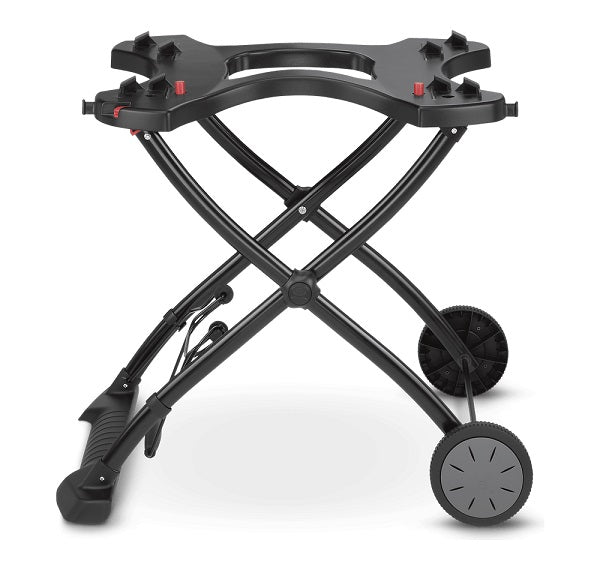 Carrello per barbecue richiudibile Weber con sistema di bloccaggio sicuro e maniglia integrata, ideale per trasportare il tuo barbecue Q serie 1000/2000 in spiaggia, parco o giardino. | Dematteis.it