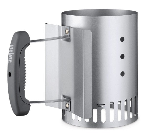 Ciminiera di accensione carbonella Weber con impugnatura ergonomica e camera di combustione in acciaio, l'accessorio Weber indispensabile per un'accensione rapida e sicura dei bricchetti. | Dematteis.it