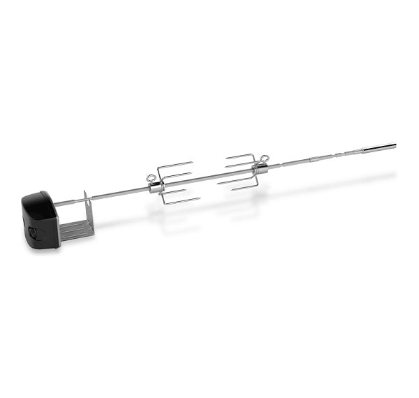 Girarrosto per barbecue Genesis II Weber con asta in acciaio inox e fermacarne regolabili per grandi e piccoli tagli di carne, compatibile con barbecue serie Genesis II, per cotture lente e succulente. | Dematteis.it