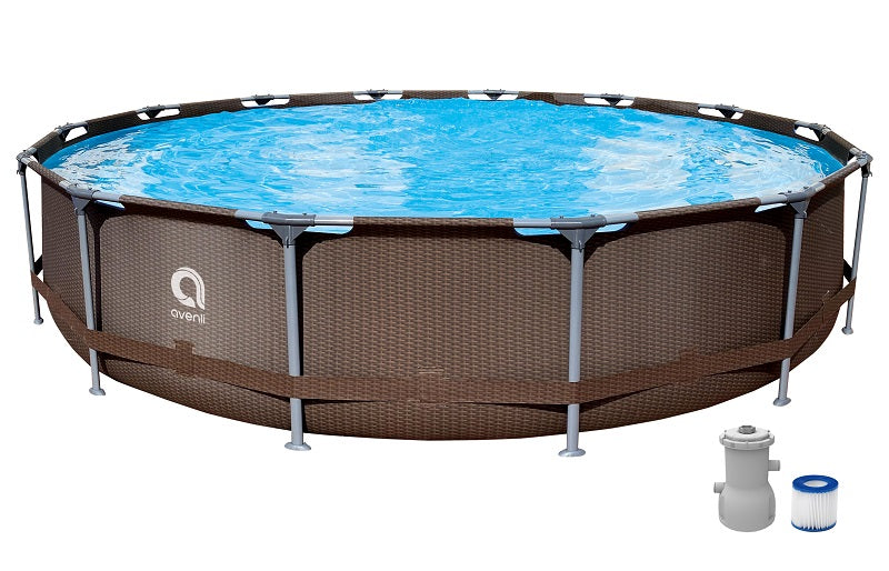 Piscina fuori terra 427x84 cm Avenli SteelSuper Max Round con struttura in acciaio anticorrosione e pareti in Lamtech, completa di pompa filtrante e materiale resistente agli agenti atmosferici. | Dematteis.it