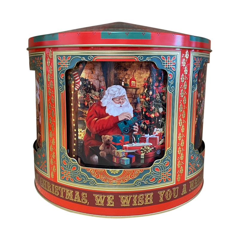 Scatola Latta Carillon Grande Babbo Natale D 22x20 Cm