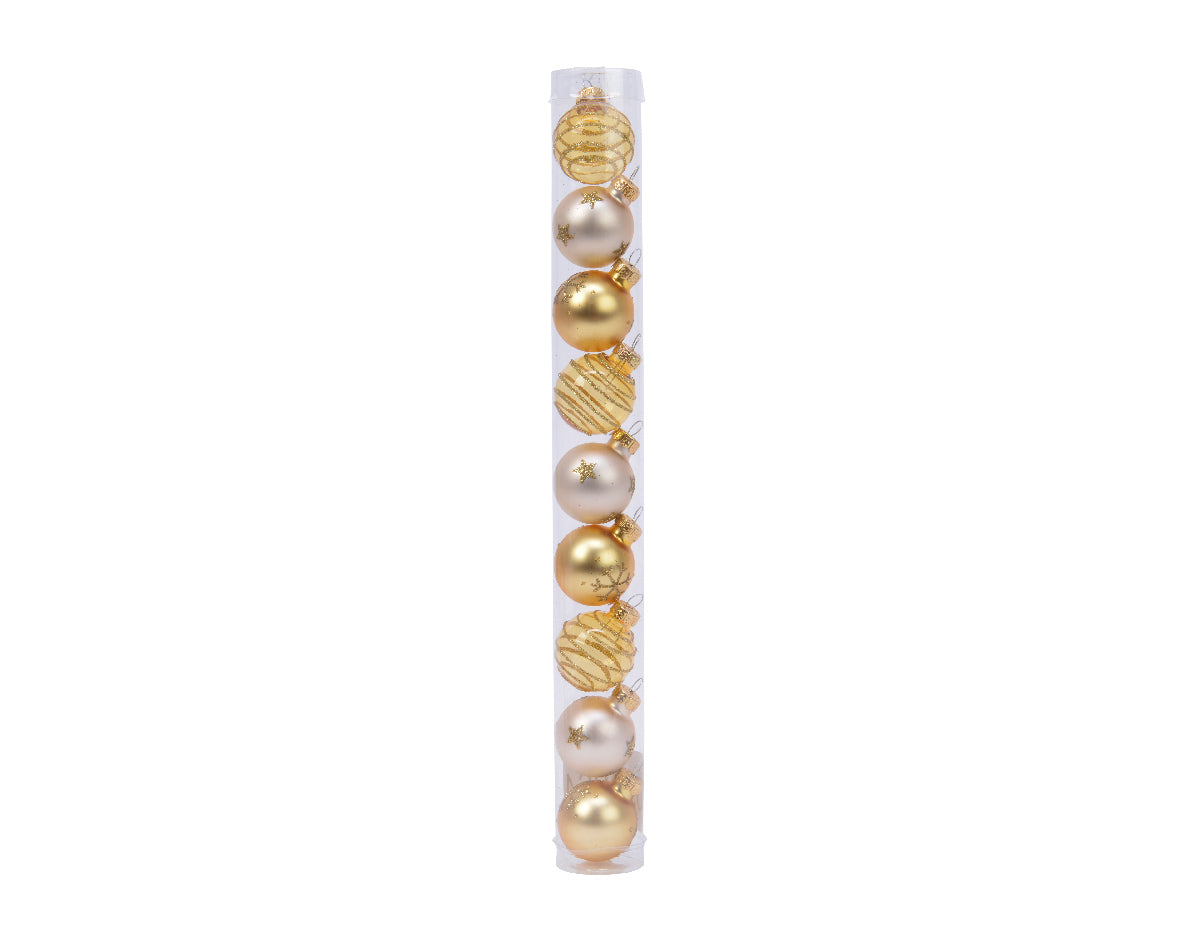 Box 9 Palline Natale Vetro D 3 Cm Perla Oro