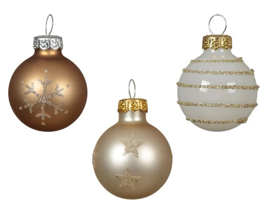 Box 9 Palle Di Natale Vetro Con Decoro Pearl D 3 Cm