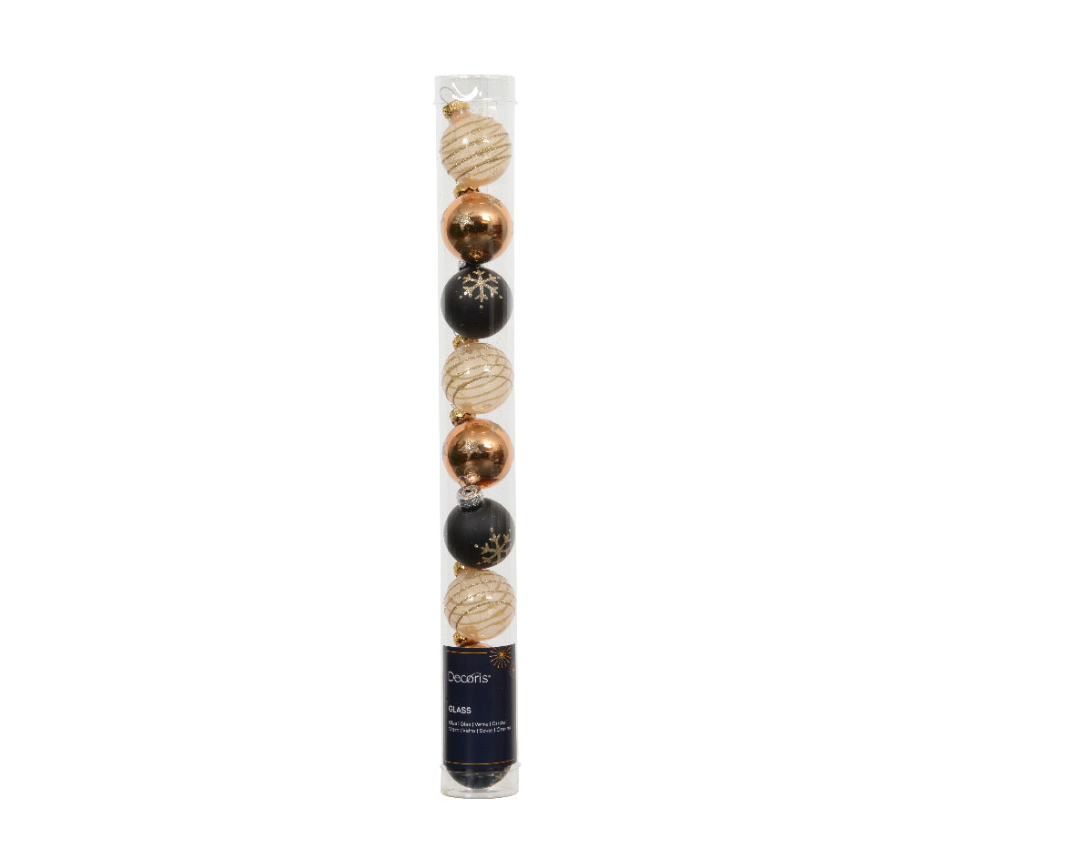 Box 9 Palline Natale Vetro D 3 Cm Nero Assortite