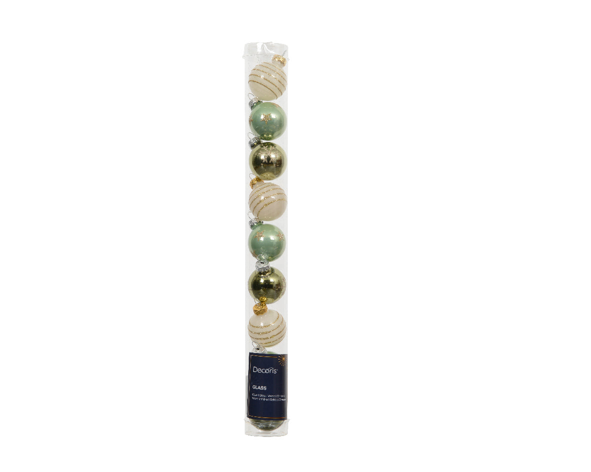 Box 9 Palline Natale Vetro D 3 Cm Verdi Assortite