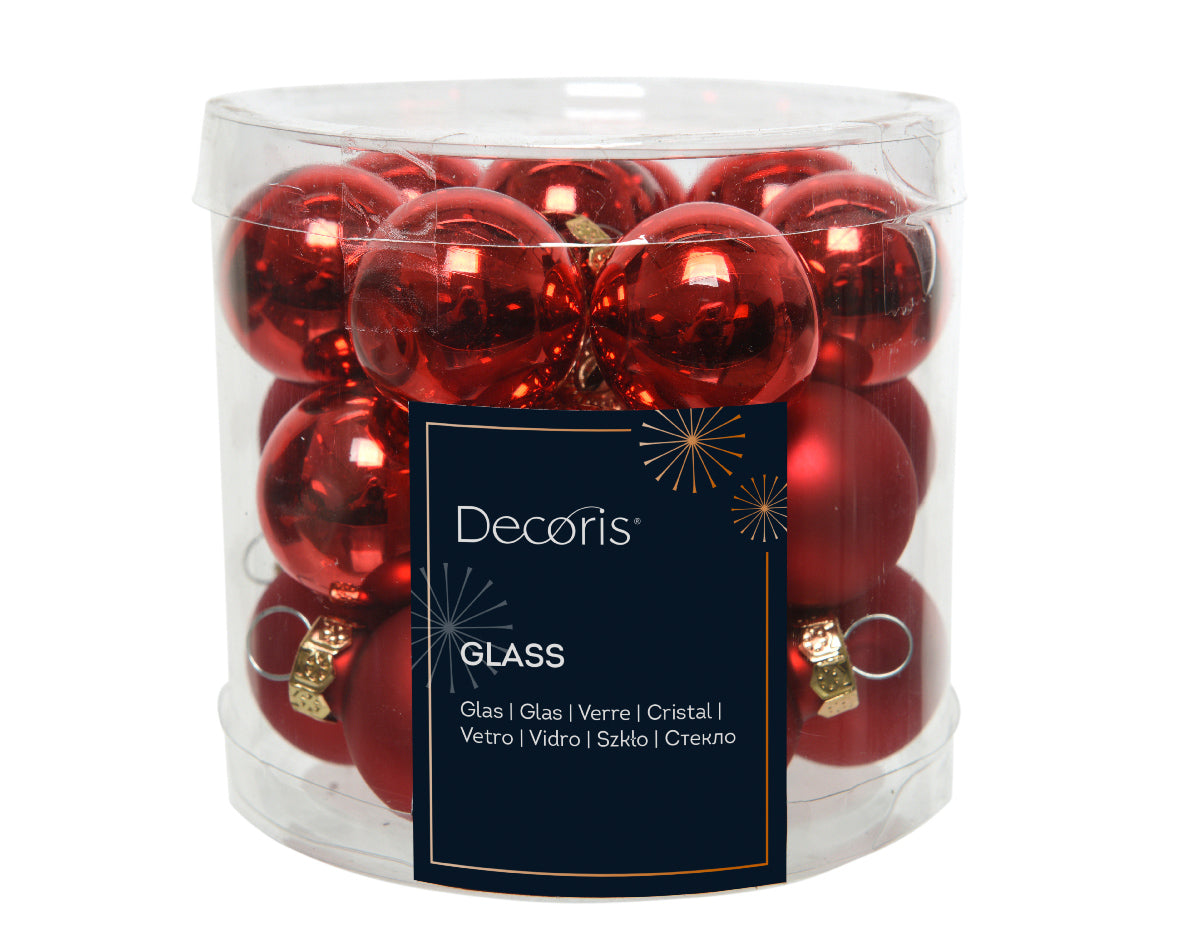 Box 24 Palline Vetro Christmas Red Decoris diametro 25 mm per decorazioni natalizie - DeMatteis.it