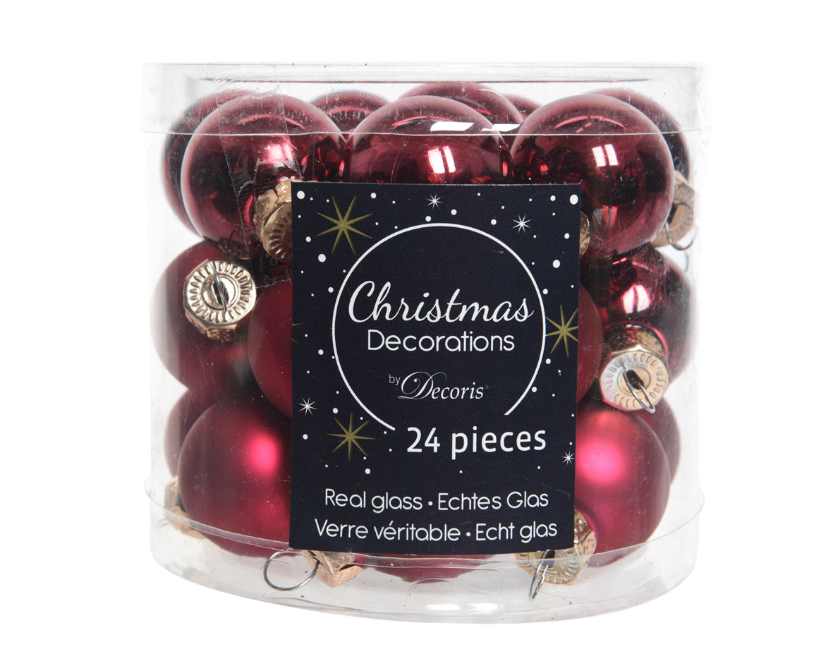 Box 24 Palline Vetro 25 Mm Oxblood