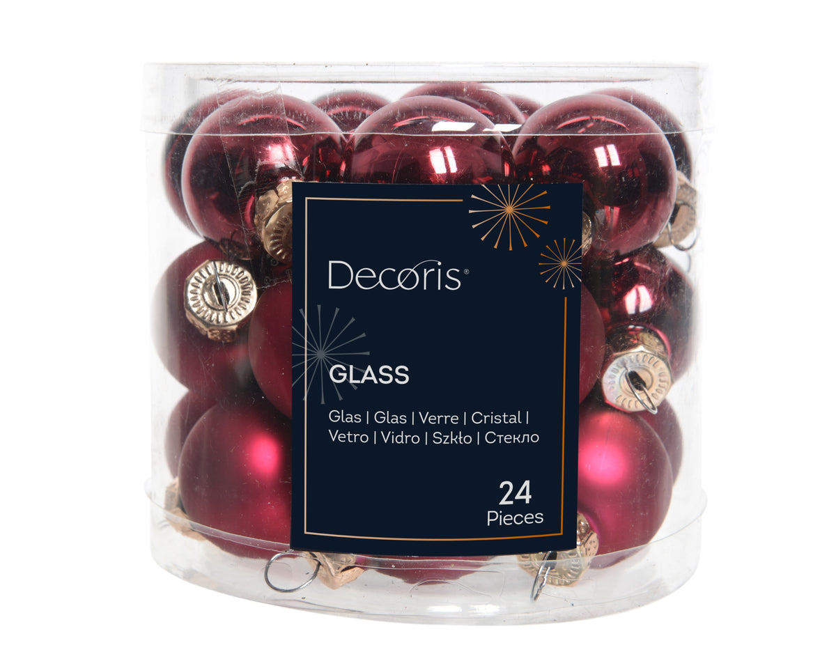 Box 24 Palline Vetro 25 Mm Oxblood