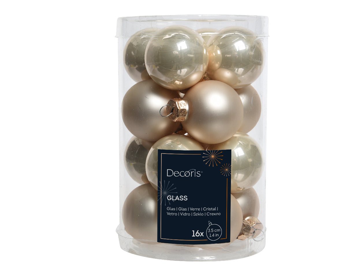 Box 16 Palline Natale Vetro 3,5 Cm Perla