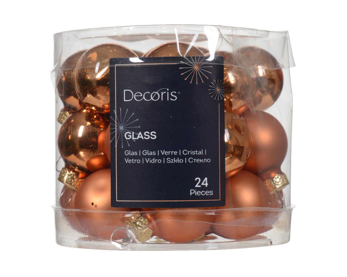 Box 24 Palline Vetro Red Copper Decoris da 25 mm per decorazioni natalizie - DeMatteis.it