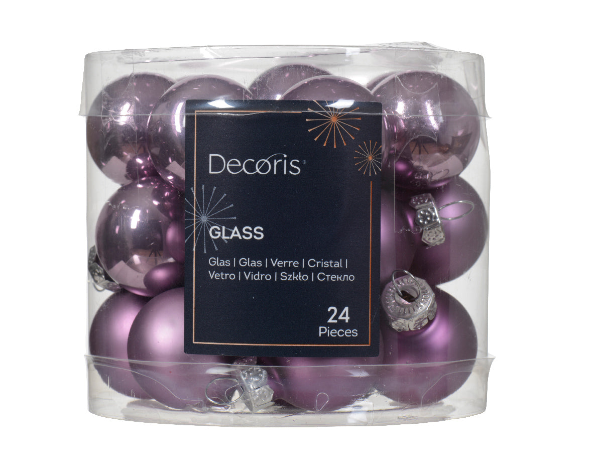 Box 24 Palline Vetro Crystal Lilac 25 Mm