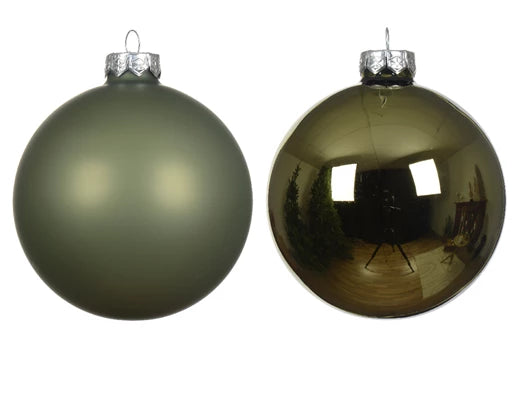 Box 24 Palline Vetro 25 Mm Rosemary Green