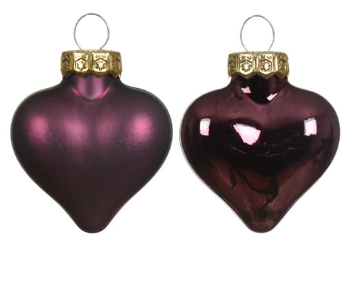 Box 12 Cuori Vetro 2x4,5x4 Cm Dark Mauve
