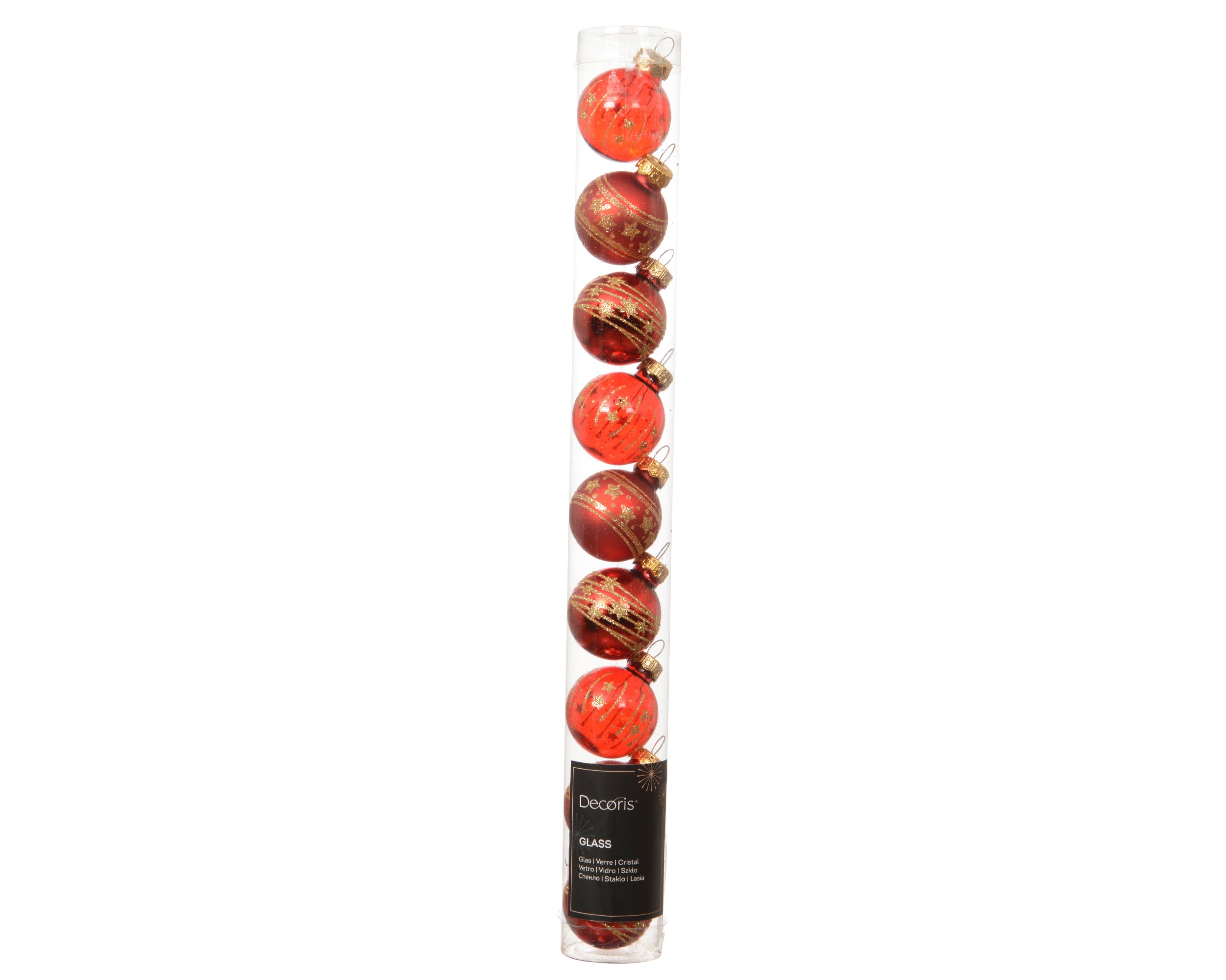 Box 9 Palline Vetro Rosso D 3 Cm