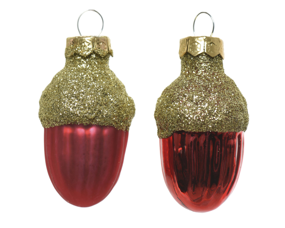 Box 12 Ghiande Vetro Christmas Red 3 Cm