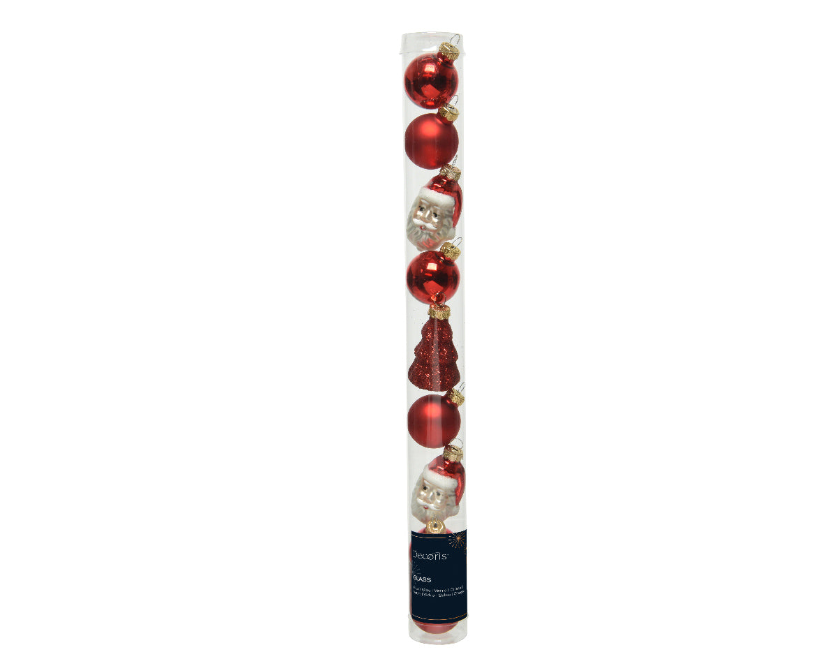 Box 9 Figure Natalizie Vetro Christmas Red 6 cm set decorazioni natalizie in vetro per addobbi natalizi - DeMatteis.it