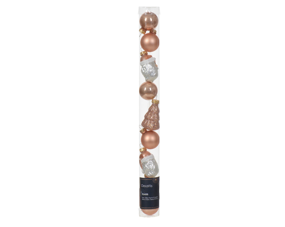 Box 9 Figure Natalizie Vetro Sparkling Rose 6 Cm