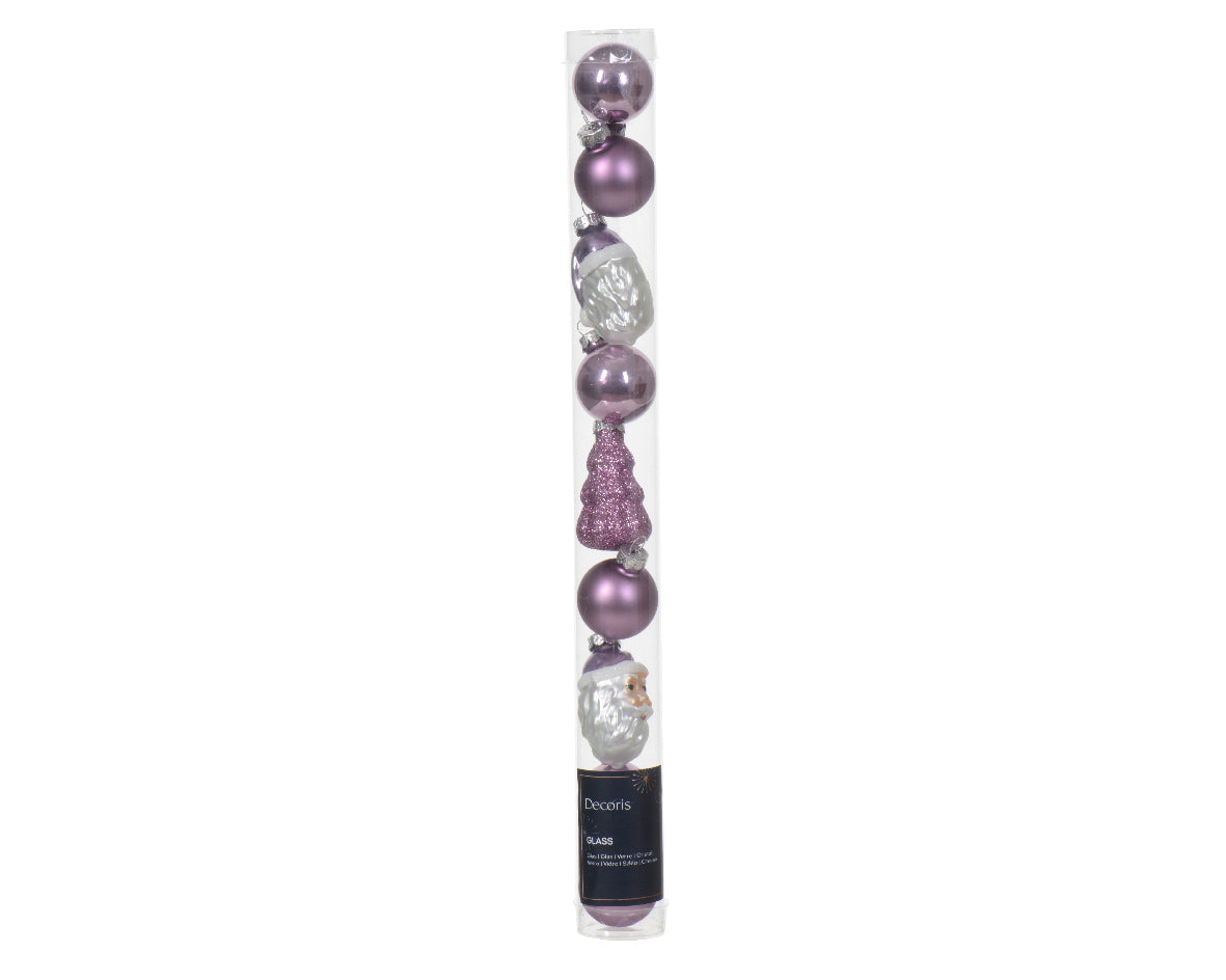 Box 9 Figure Natalizie Vetro Crystal Lilac 6 Cm