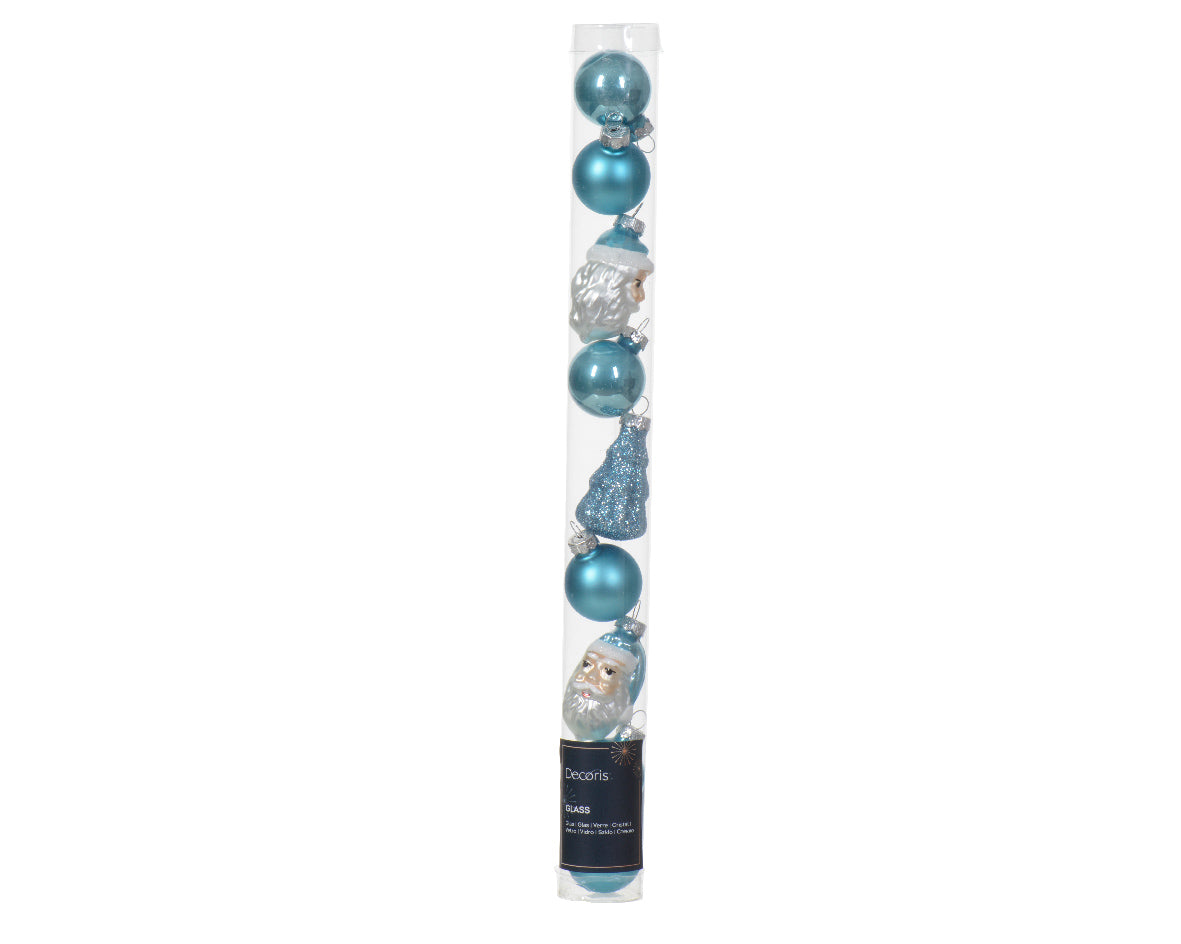 Box 9 Figure Natalizie Vetro Sugar Blue 6 Cm