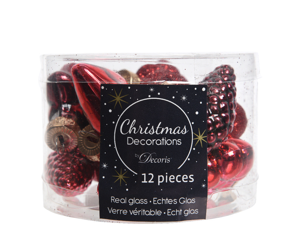 Box 12 Figure Vetro 2x4x4 Cm Christmas Red