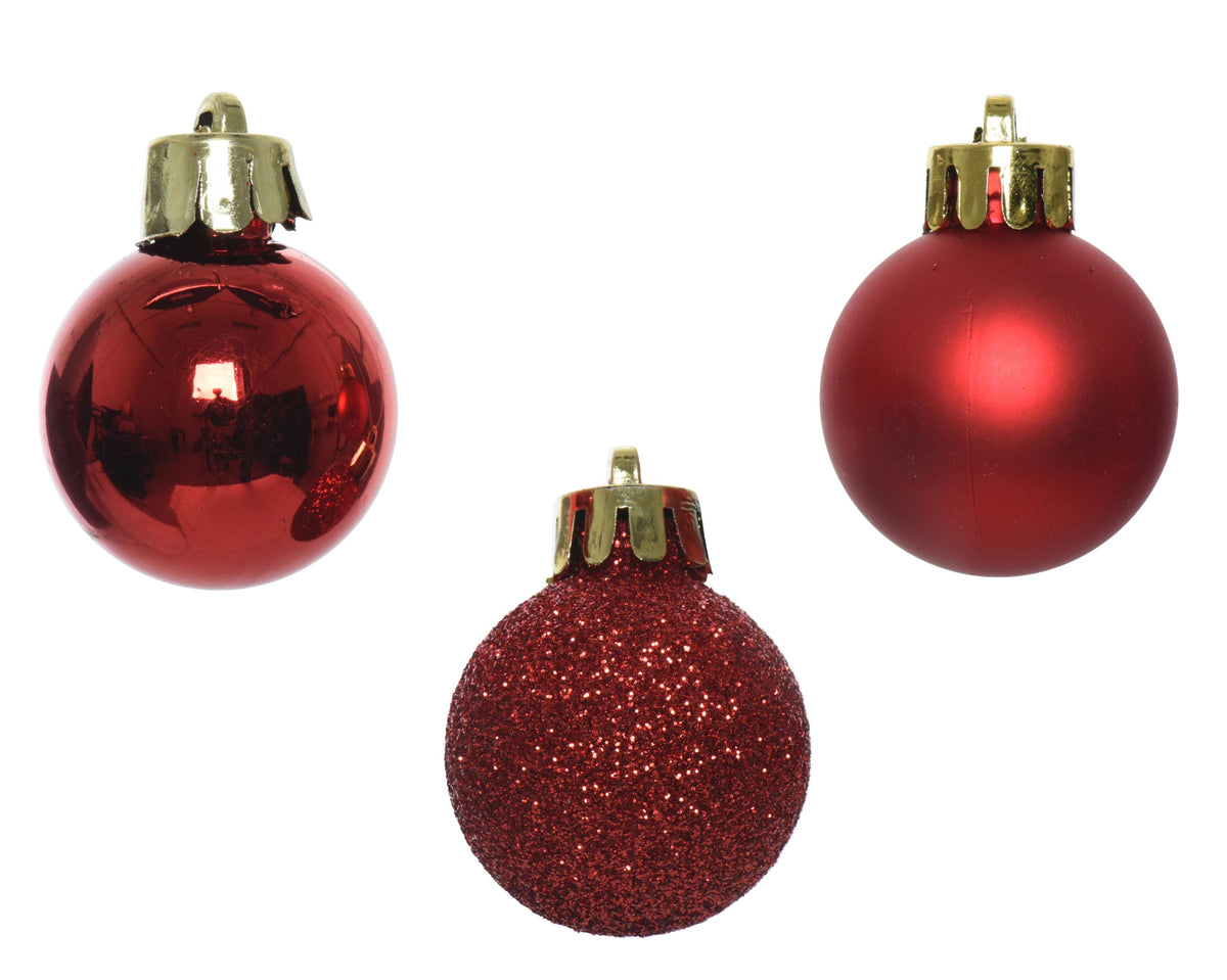 Box 14 Palline Di Natale D 3 Cm Plastica Rosse