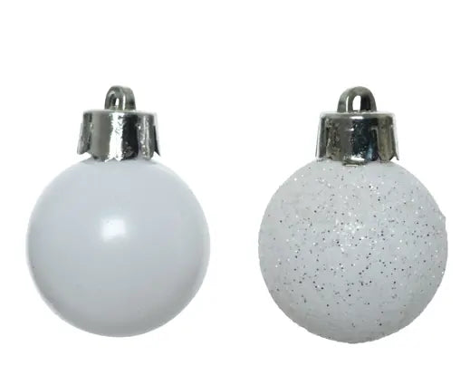 Box 14 Palline di Natale D 3 Cm Plastica Winter White