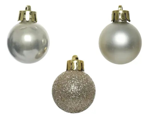 Box 14 Palline di Natale D 3 Cm Plastica Perla