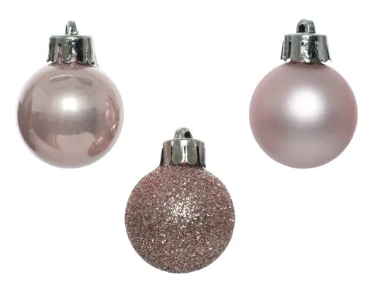 Box 14 Palline di Natale D 3 Cm Plastica Blush Pink