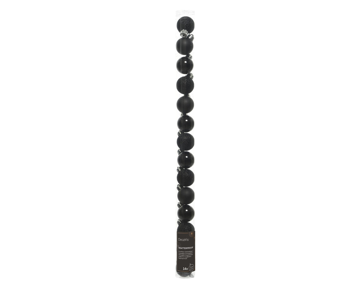 Box 14 Palline di Natale D 3 Cm Plastica Nere