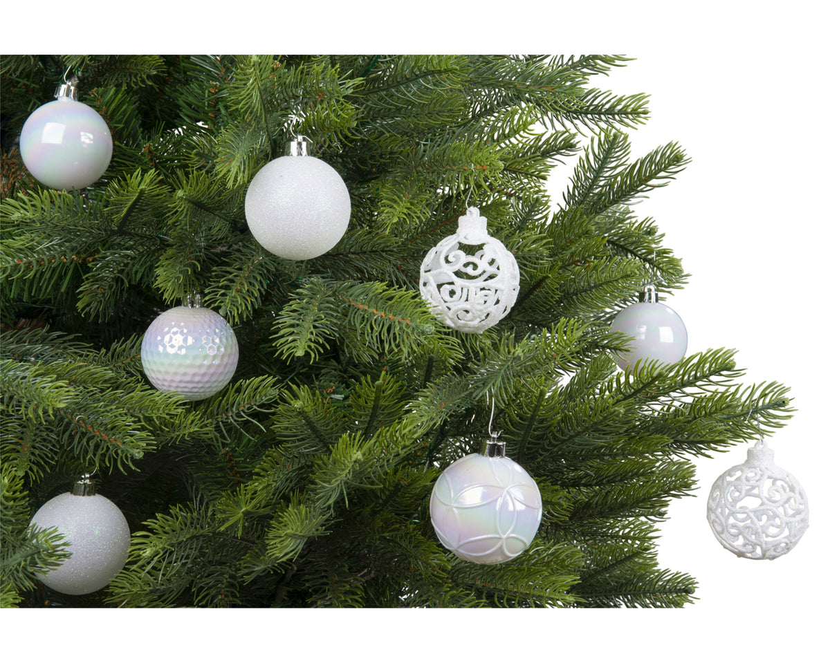 Box 37 Palline di Natale D 6 Cm White Iris