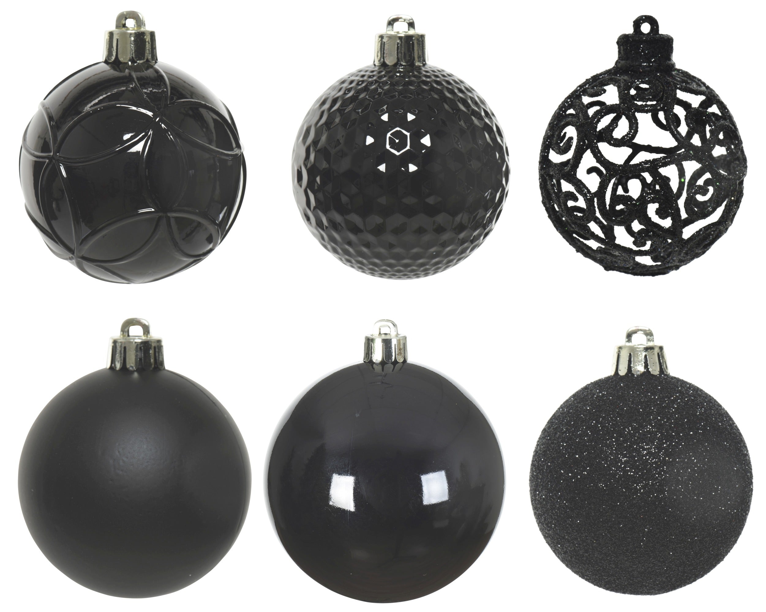 Box 37 Palline Di Natale Miste Black 6 Cm