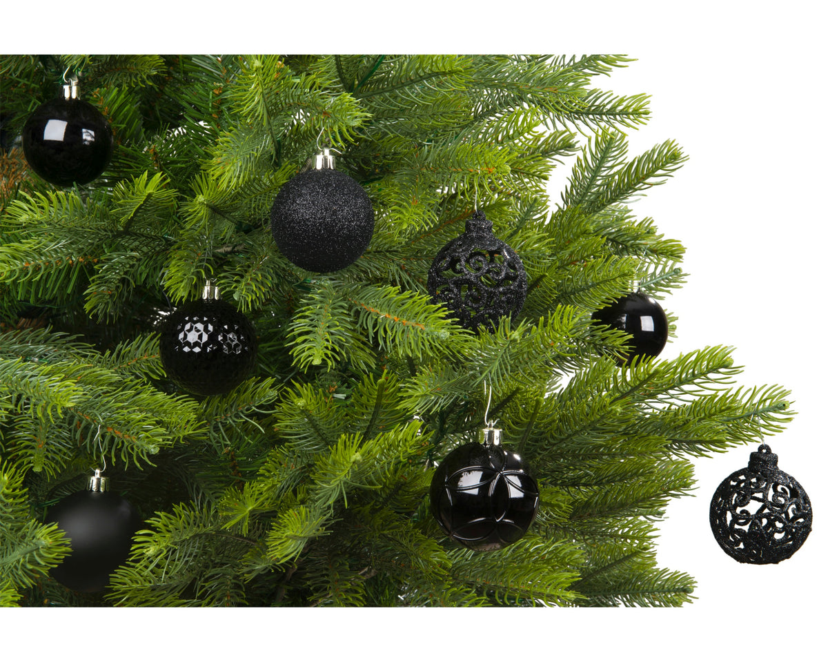 Box 37 Palline Di Natale Miste Black 6 Cm